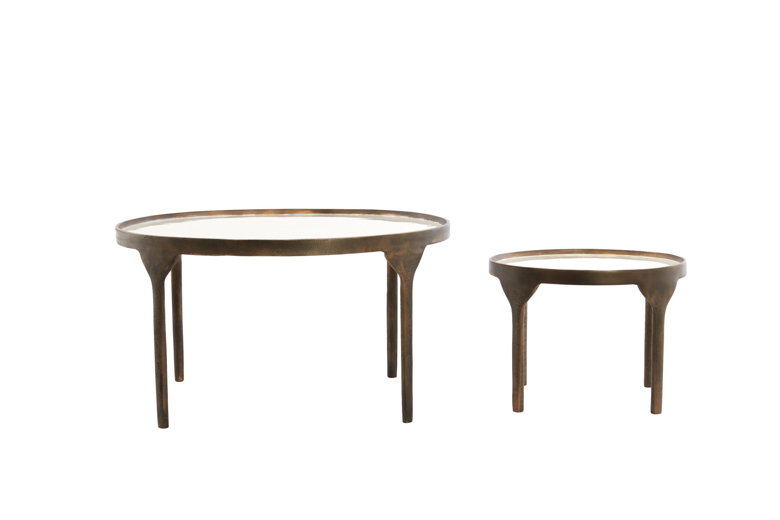 Light & Living Salontafel S/2 max 85x85x42 cm ELI glans crème+antiek brons