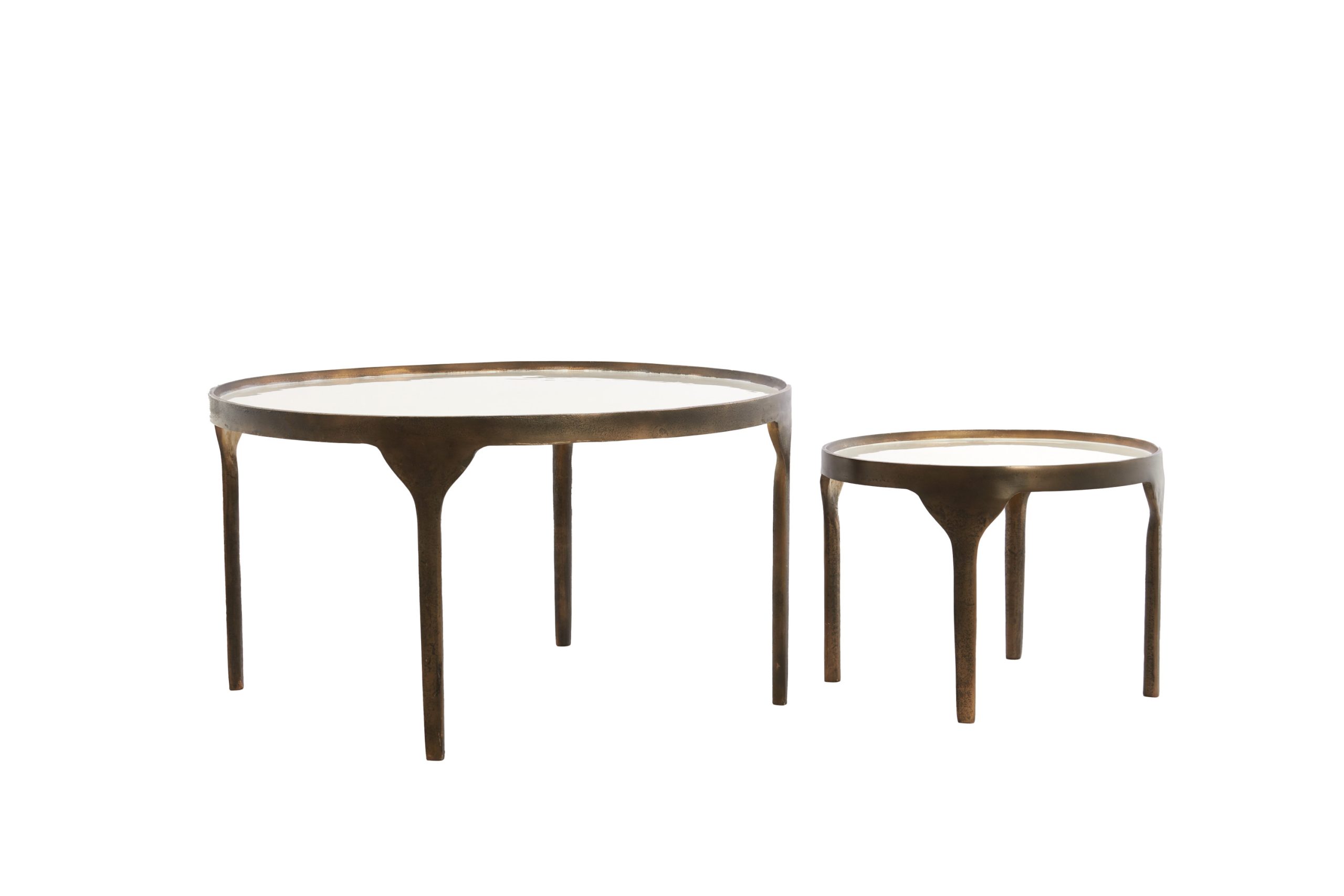Light & Living Salontafel S/2 max 85x85x42 cm ELI glans crème+antiek brons