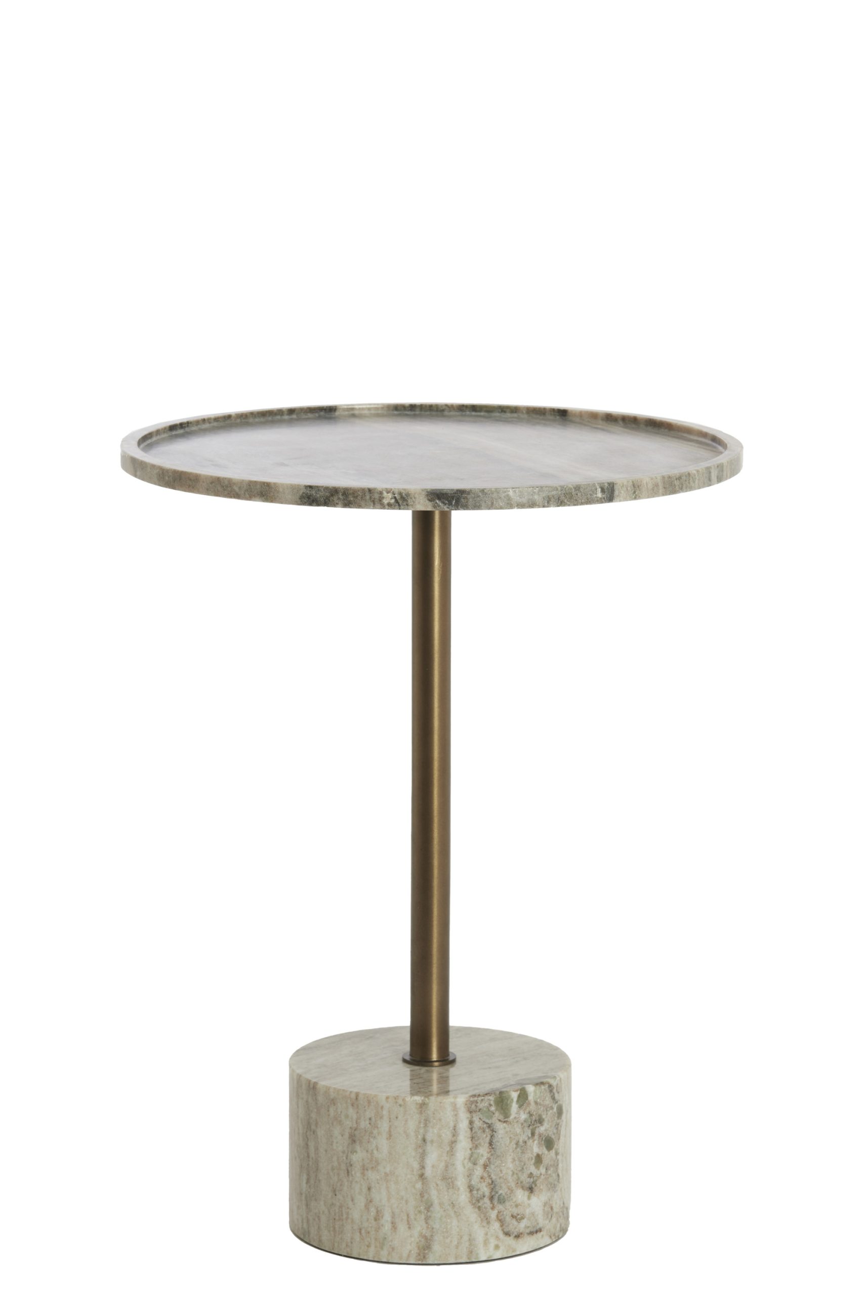 Light & Living Bijzettafel Ø37x49 cm CIVITA marmer zand-grijs+d brons-brons