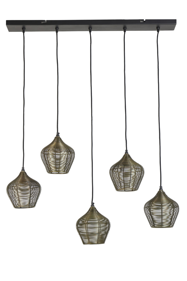 Light & Living Hanglamp 5L 100x20x122 cm ALVARO antiek brons