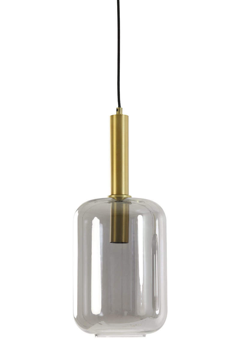 Light & Living Hanglamp Ø22x52 cm LEKAR antiek brons+smoke glas