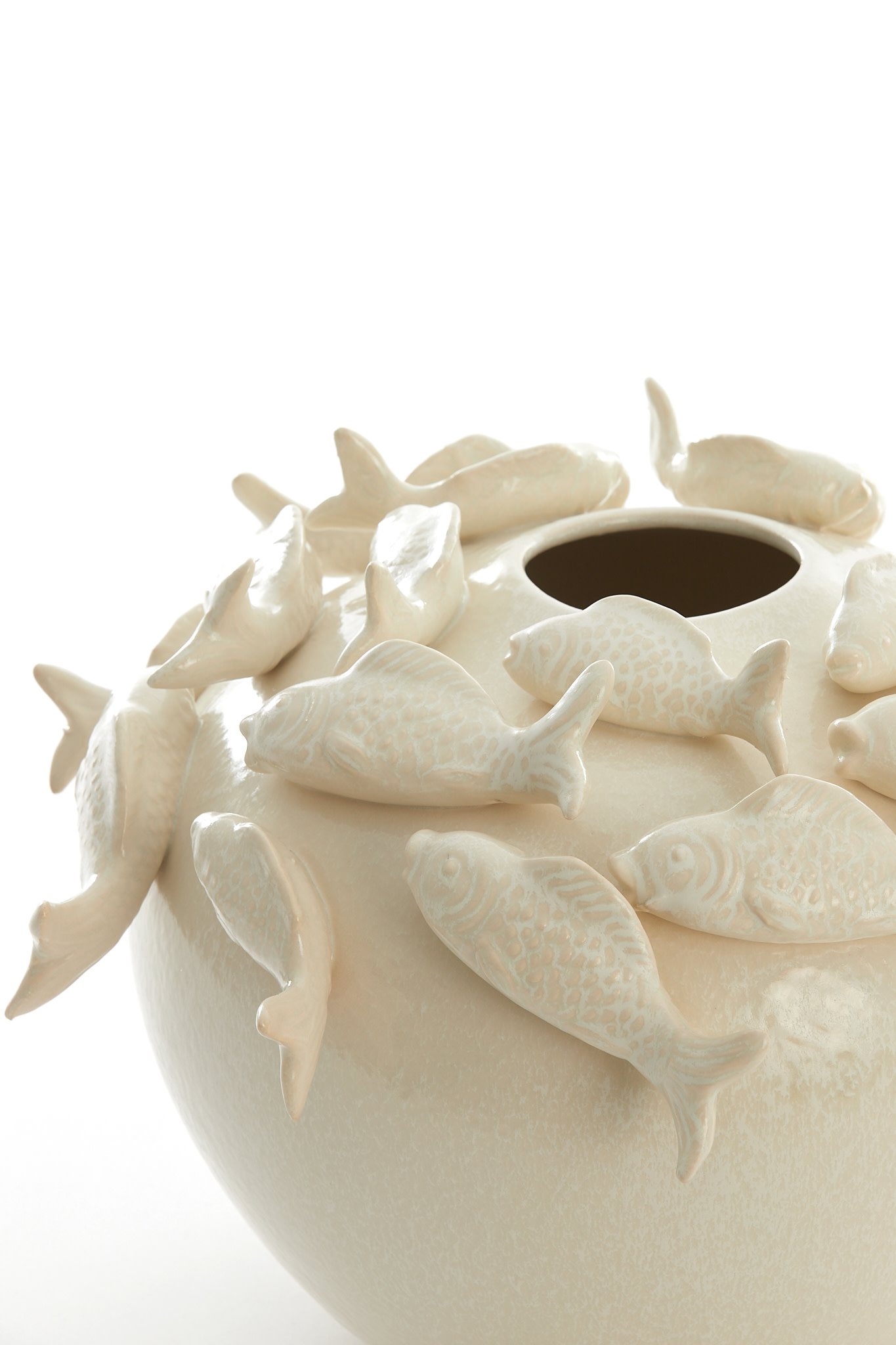 Light & Living Vaas deco Ø40x27 cm FISH keramiek crème