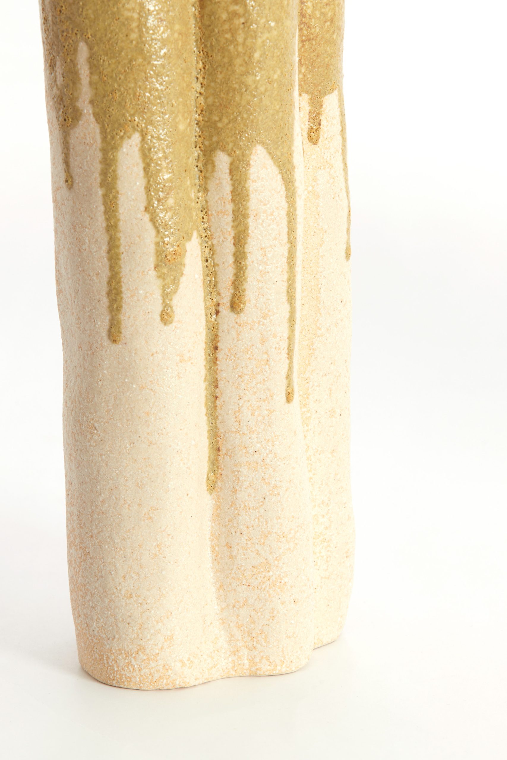 Light & Living Vaas deco 26x14x40 cm FLOVILLA keramiek crème+olijf groen