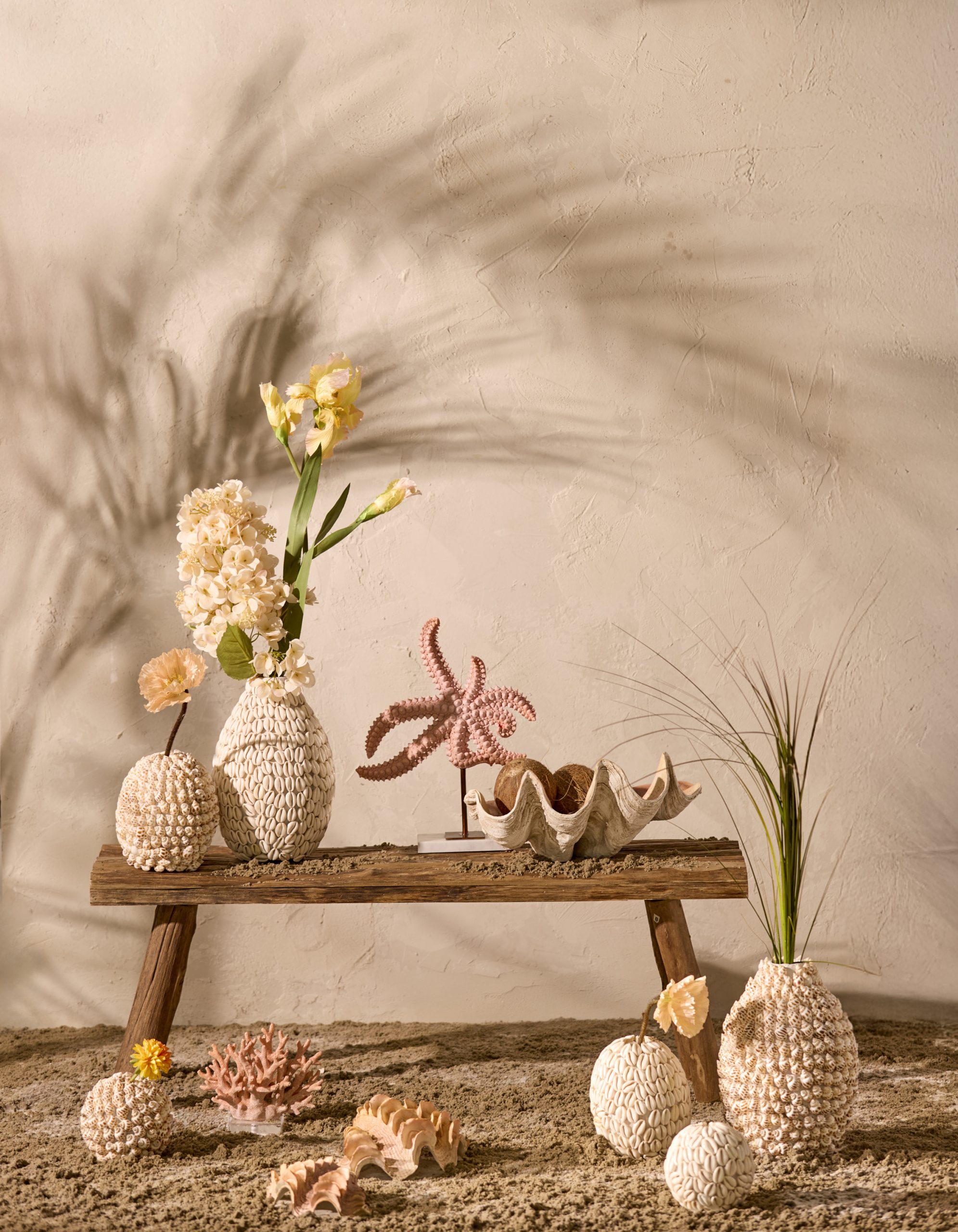 Light & Living Vaas deco Ø19x28,5 cm SHELL crème+bruin