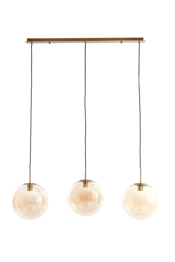 Light & Living Hanglamp 3L 120x30x30 cm MEDINA glas amber+goud