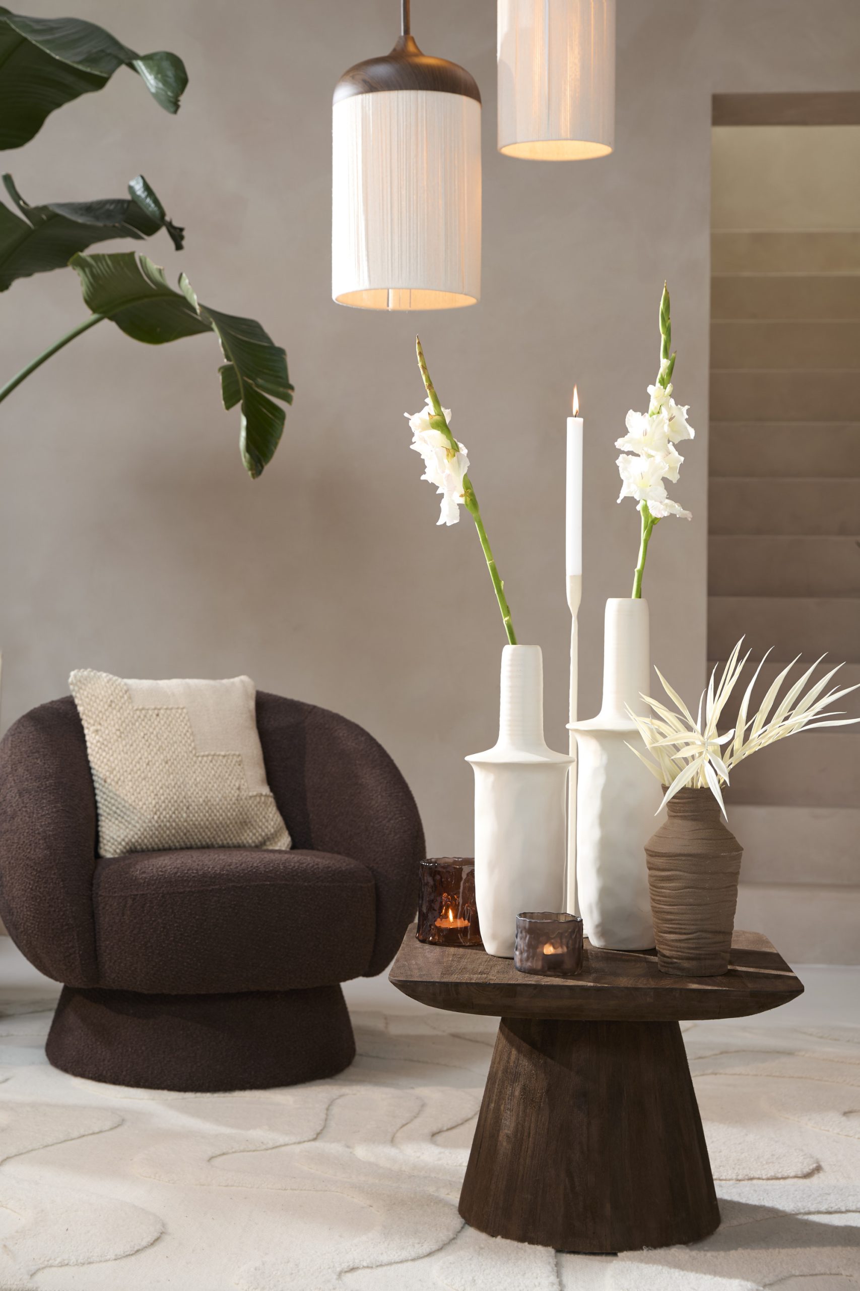 Light & Living Vaas deco Ø20x65,5 cm SENNES keramiek mat crème