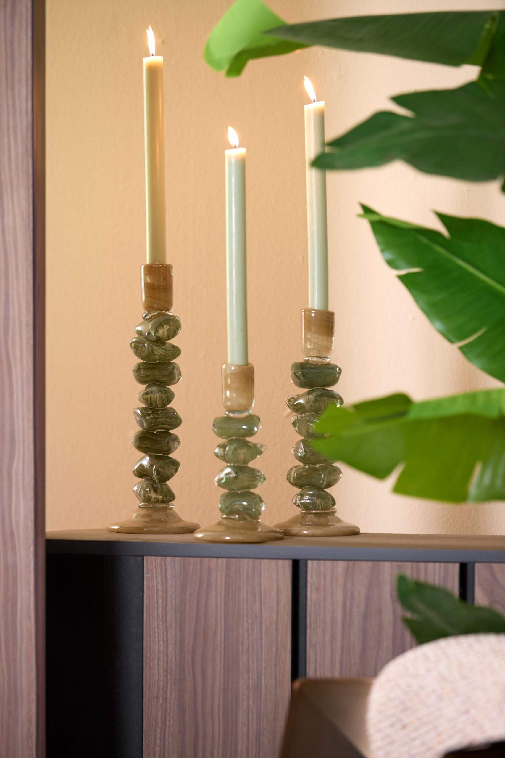 Light & Living Kandelaar Ø11,5x35 cm ESTINA bruin+mos groen