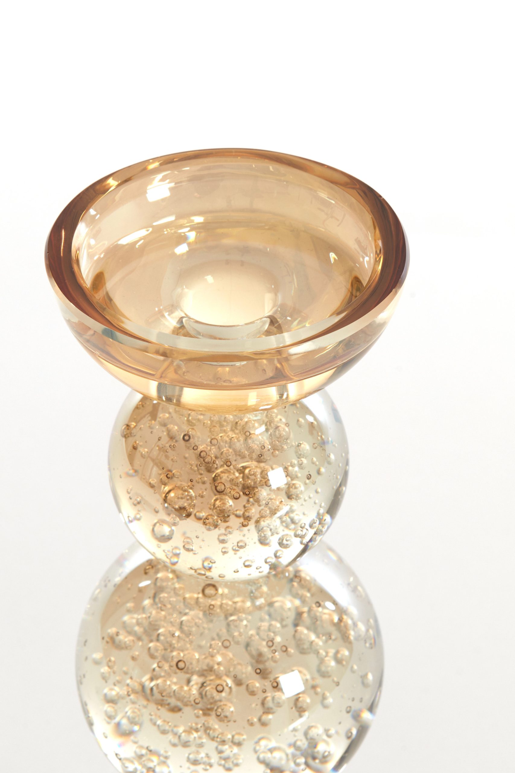 Light & Living Kandelaar Ø9,5x34 cm ITINGA glas bubbel amber