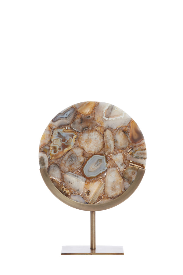 Light & Living Ornament op voet 25x10x35 cm GOUYA geel agaat+antiek brons