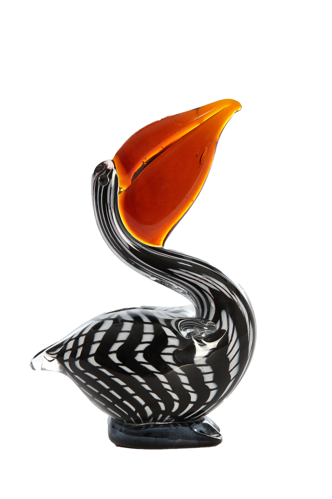Light & Living Ornament 13x7x19 cm PELICAN glas zwart-wit+bruin gestreept