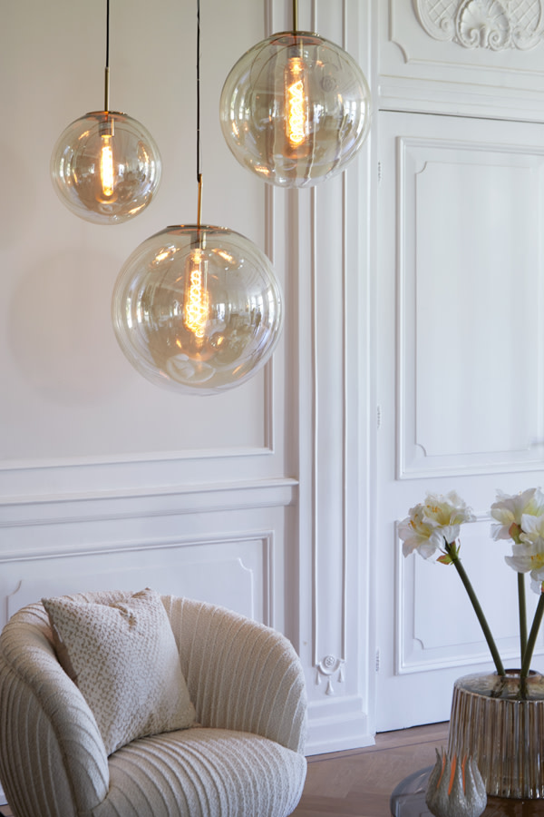 Light & Living Hanglamp Ø48 cm MEDINA glas amber+goud