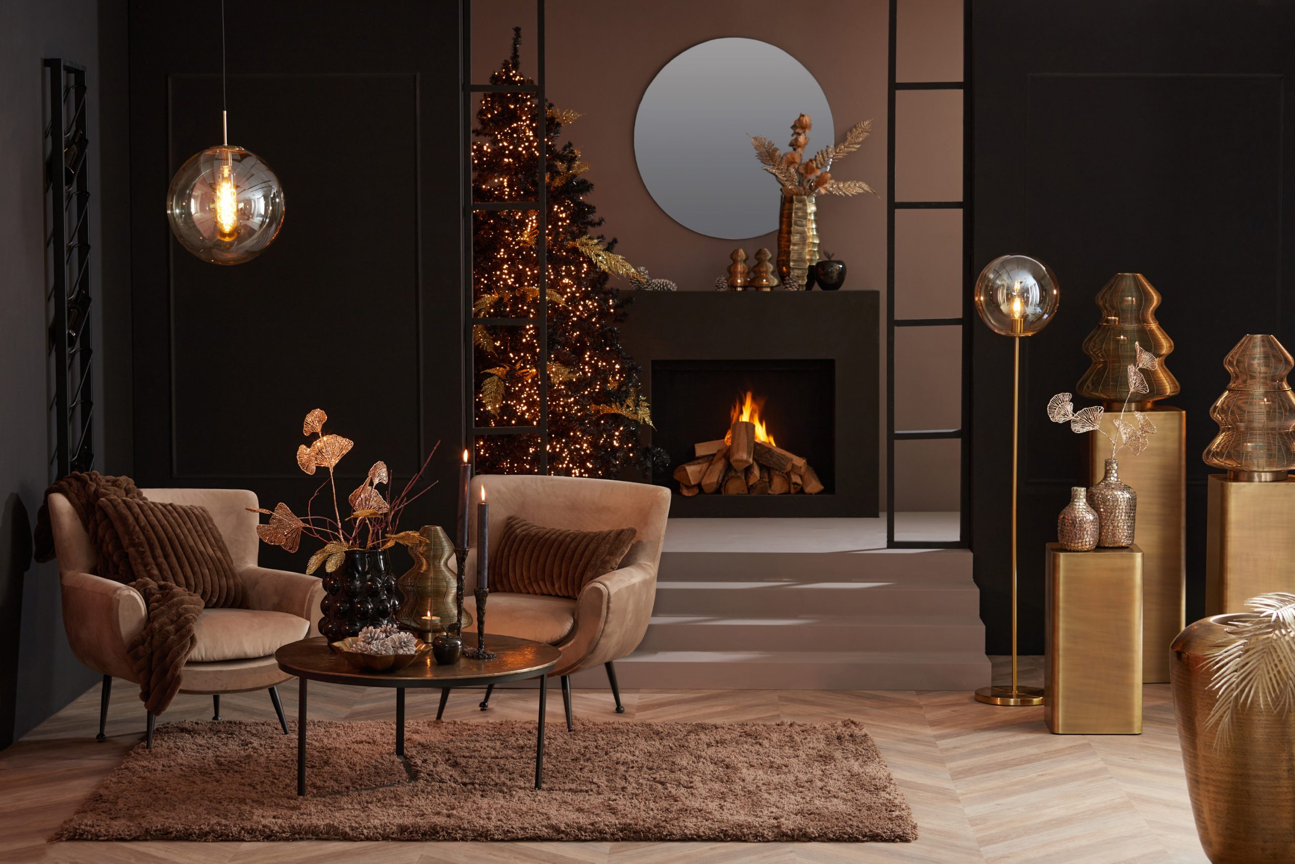 Light & Living Vloerlamp Ø30x160 cm MEDINA glas amber+goud