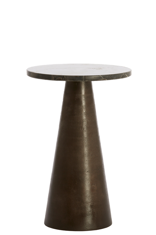 Light & Living Bijzettafel Ø36x51 cm YNEZ donker bruin marmer+donkr bruin