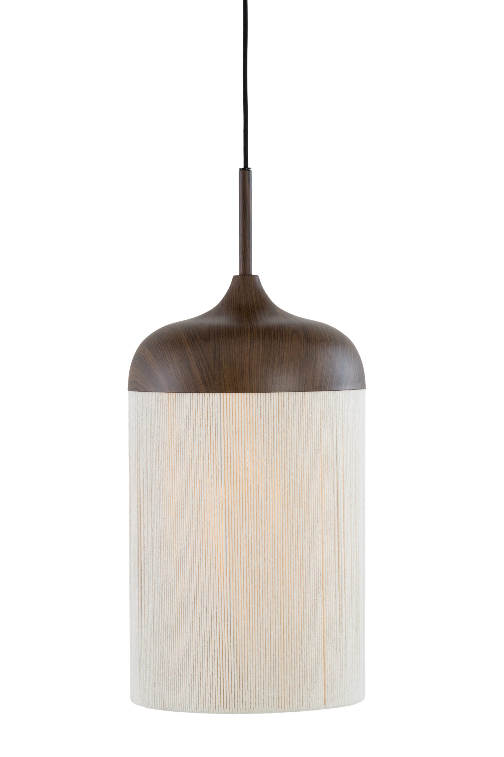 Light & Living Hanglamp Ø27,5x52 cm DANIA hout print d bruin+touw crème