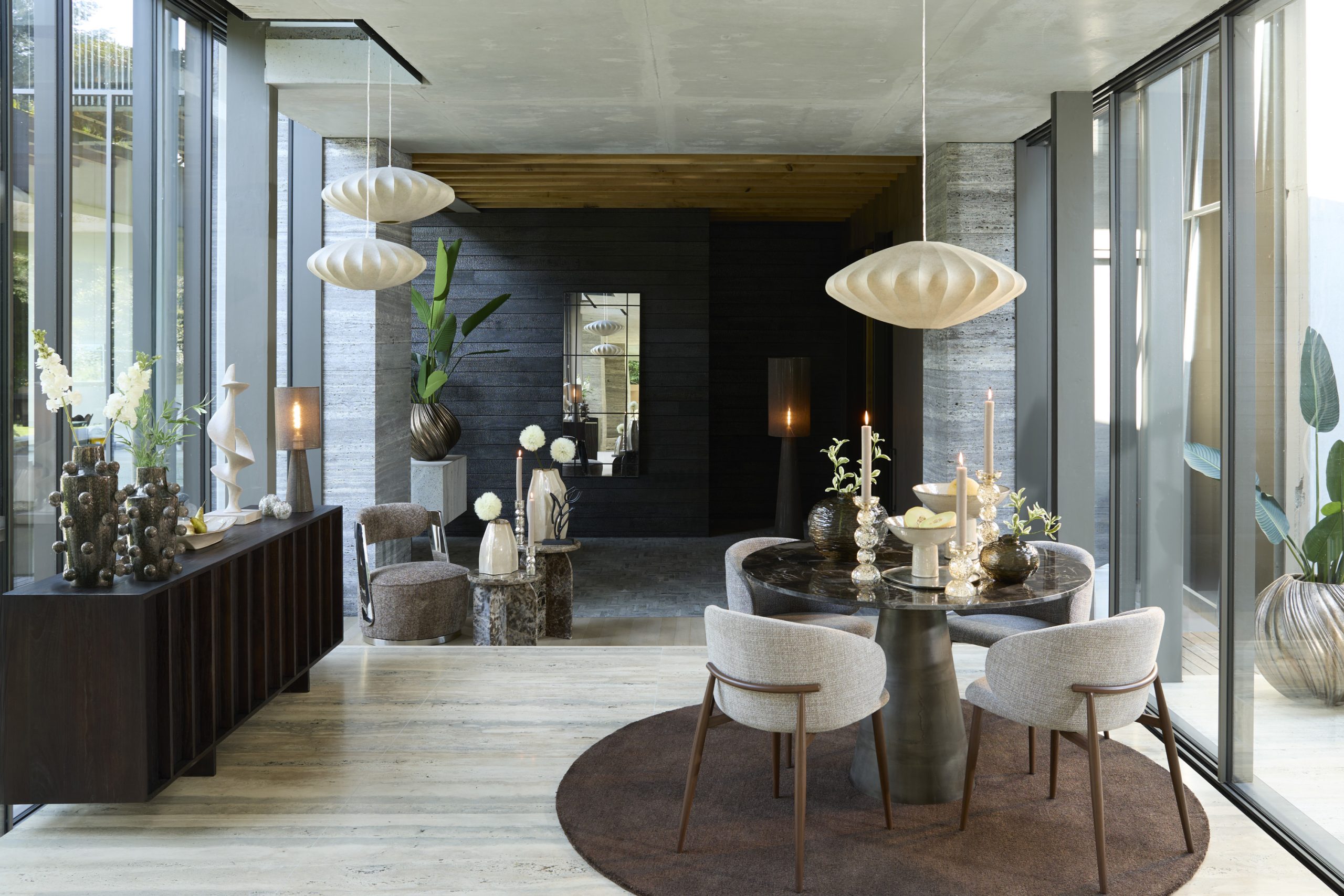 Light & Living Vloerkleed Ø220 cm ARCOLA donker bruin