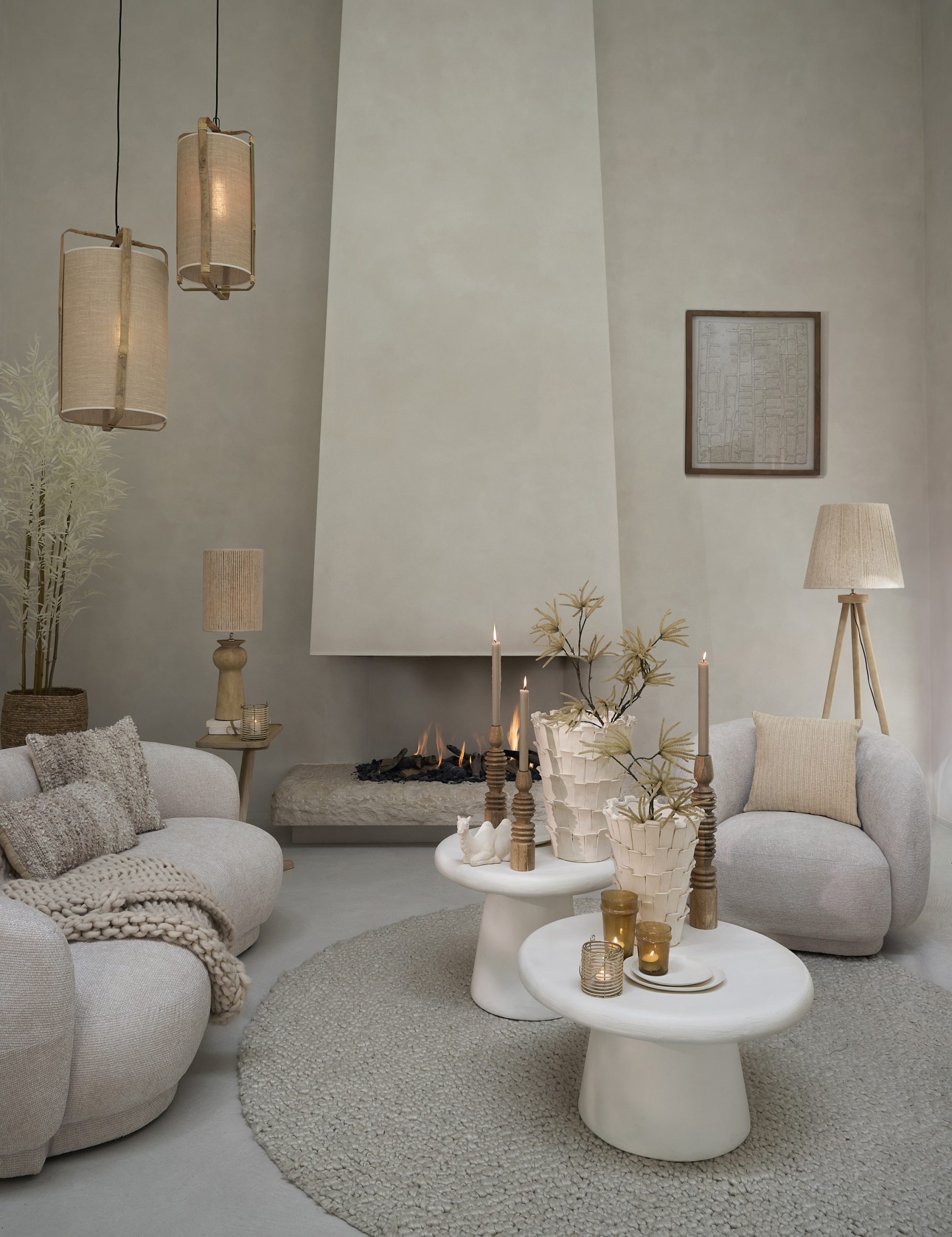 Light & Living Vloerkleed Ø220 cm SOTANI naturel