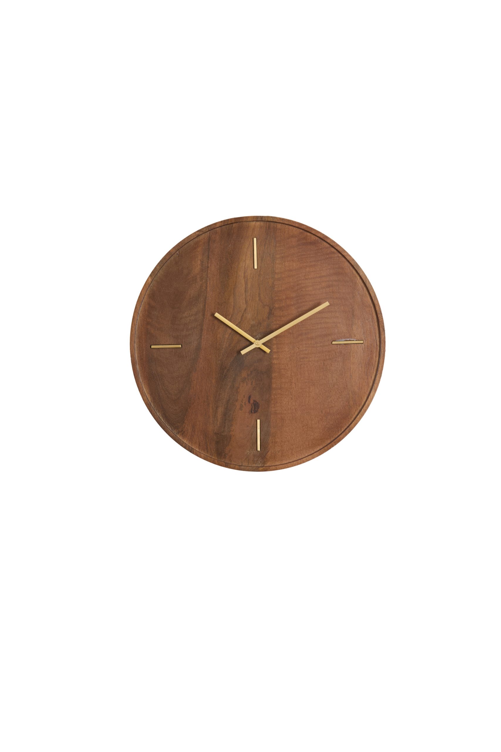 Light & Living Klok Ø41 cm VETI mango hout bruin+goud