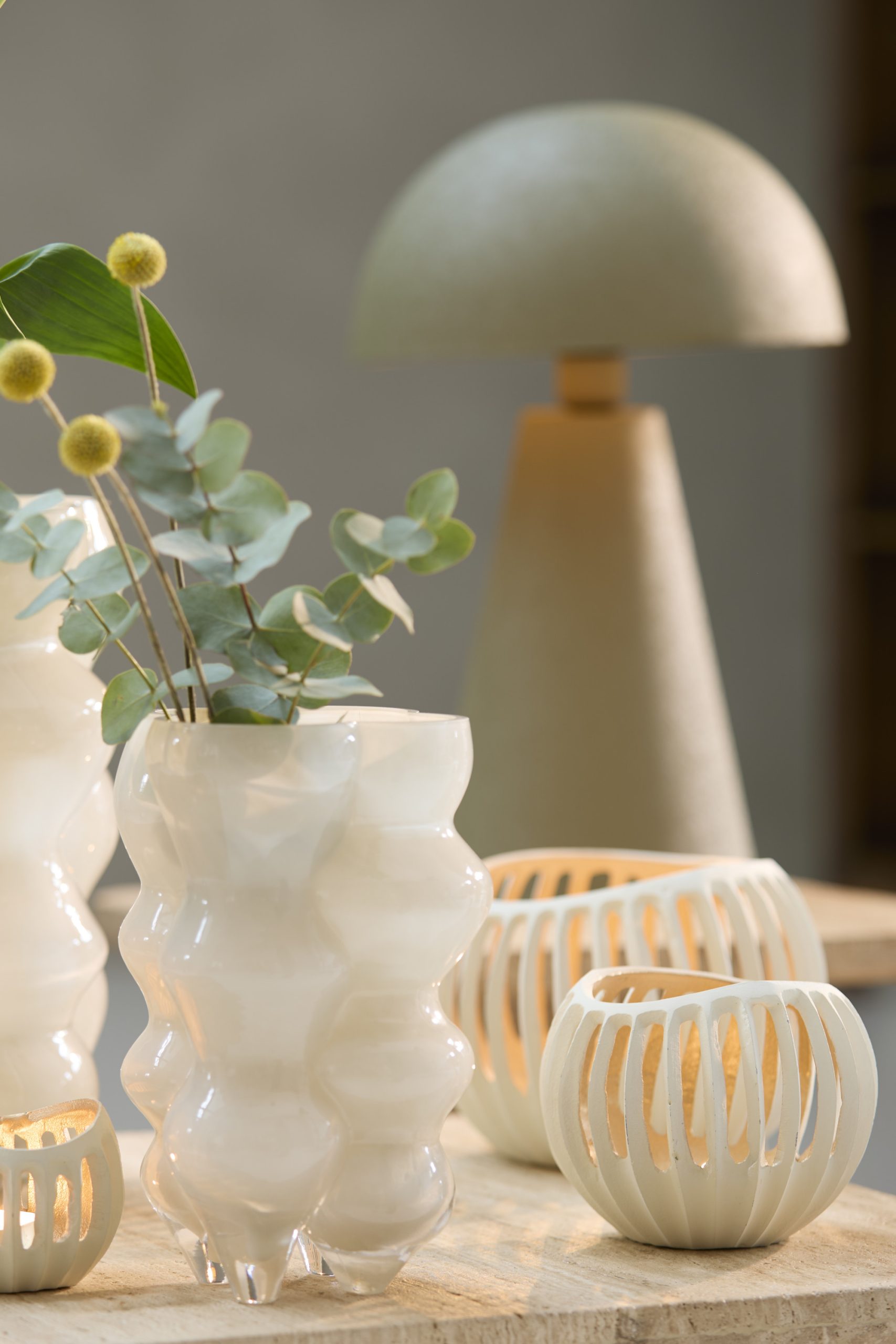 Light & Living Theelicht Ø19x15 cm CHALCO crème+goud