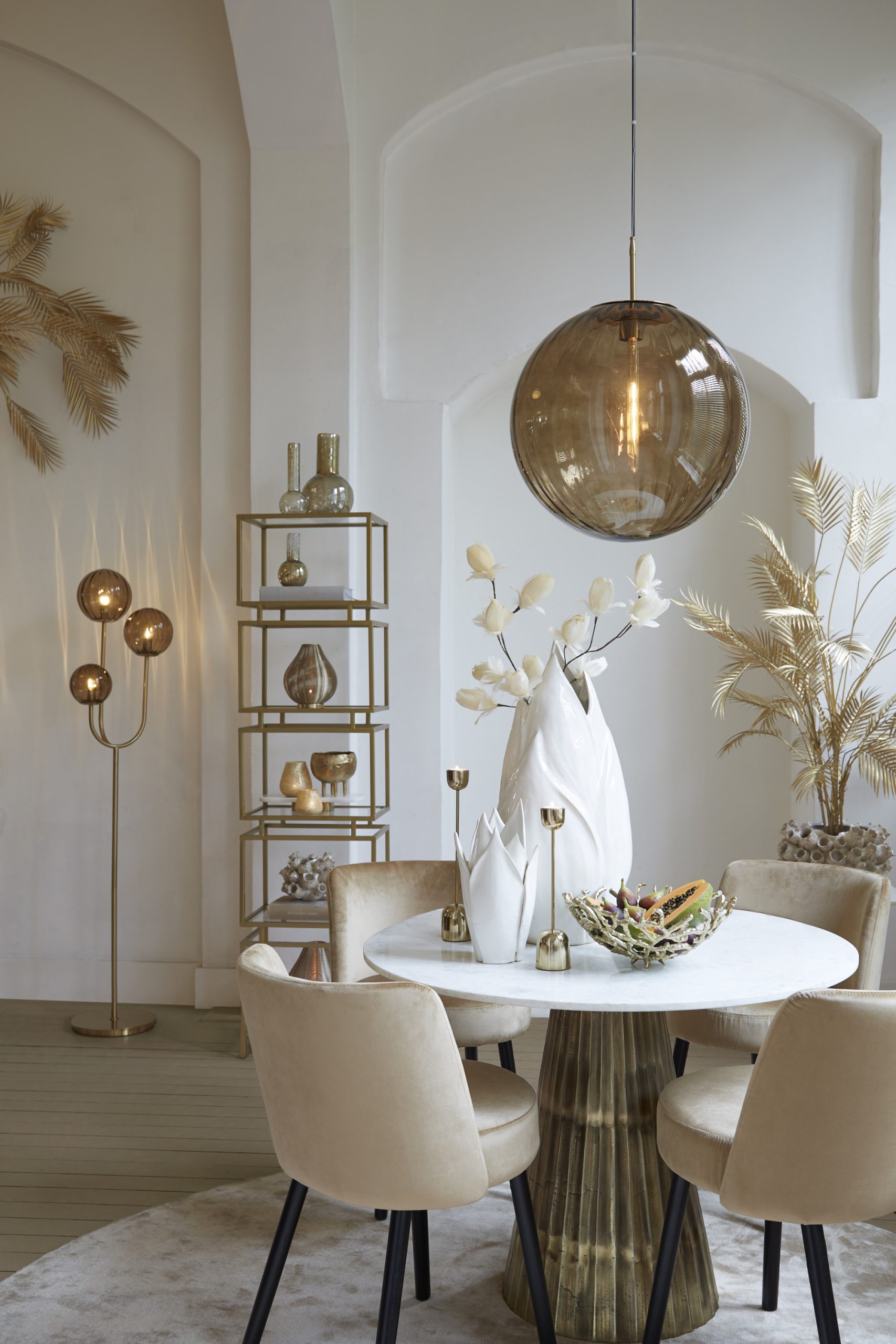 Light & Living Vloerlamp 3L E14 38x20x162 cm MAGDALA glas bruin+goud