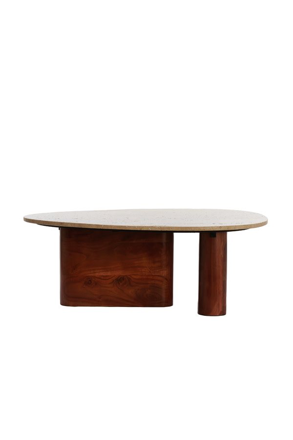 Light & Living Salontafel 90x72x31 cm MAHELONA travertin zand+hout bruin