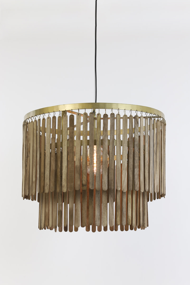 Light & Living Hanglamp Ø60x43 cm GULARO hout bruin+brons