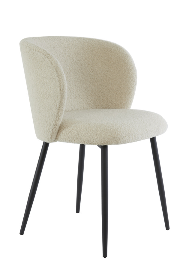 Light & Living Eetkamerstoel 56x55x79 cm ELYNA teddy licht beige-mat zwart