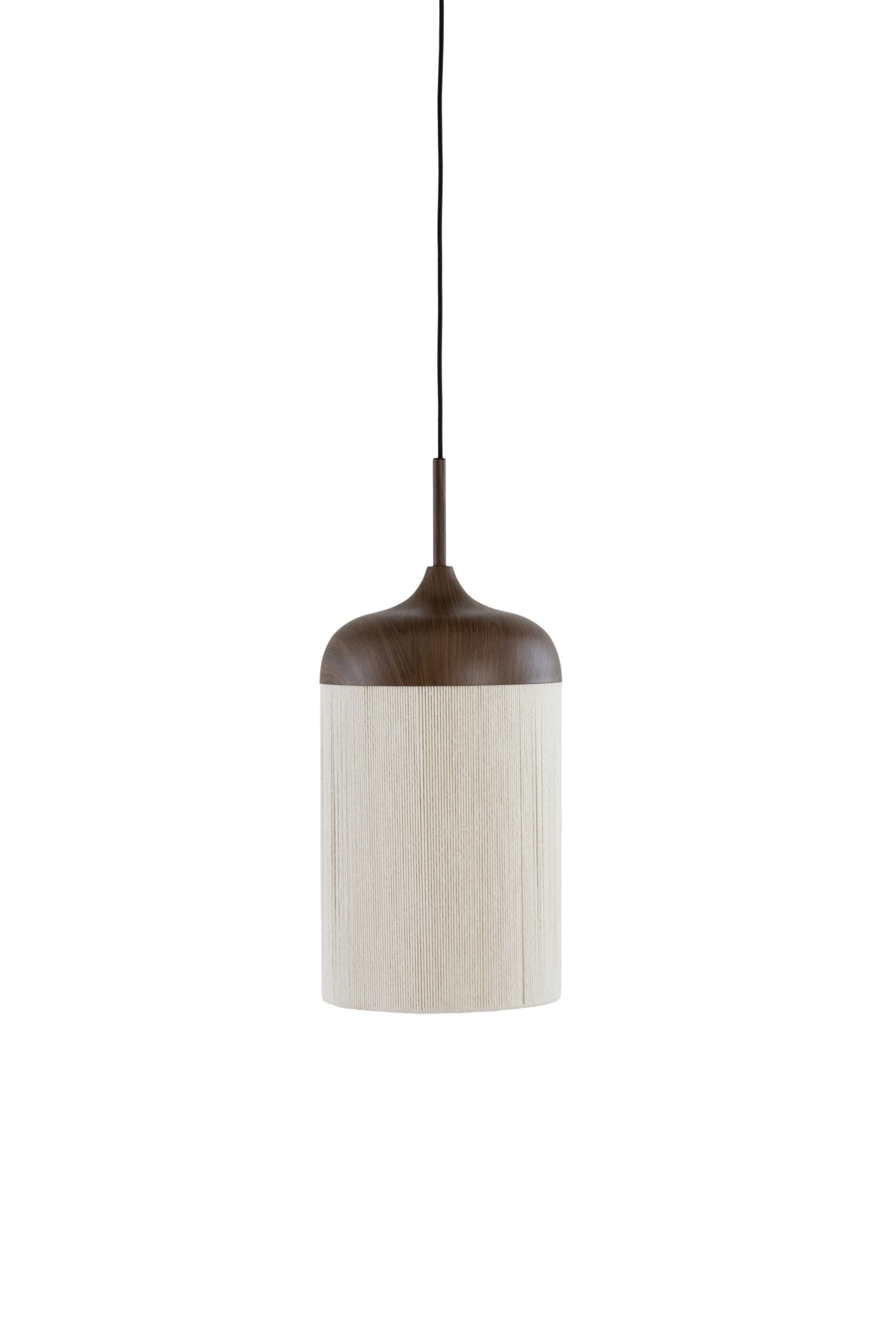 Light & Living Hanglamp Ø16x31 cm DANIA hout print d bruin+touw crème