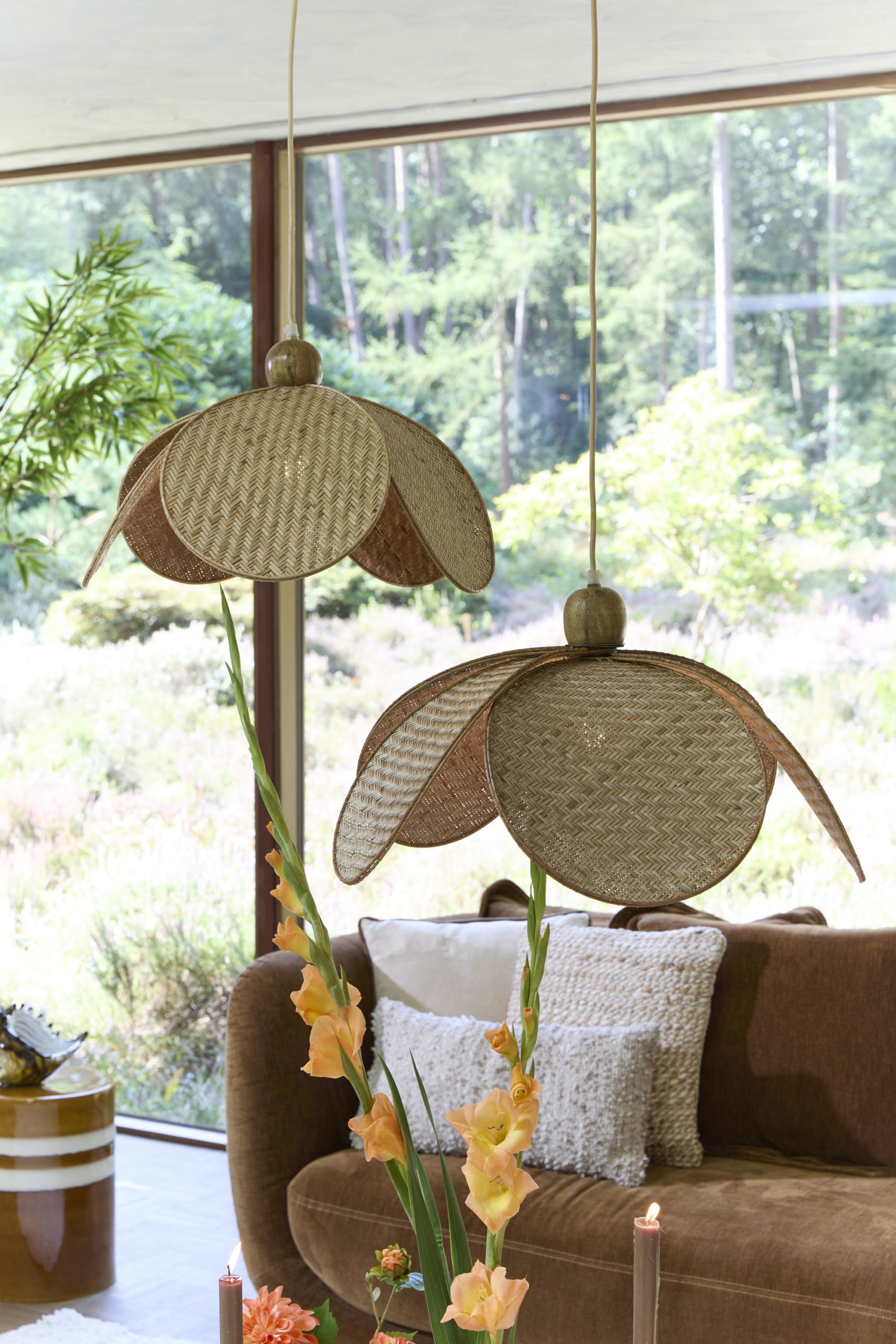 Light & Living Hanglamp Ø60,5x30,5 cm LAVRIO webbing naturel+hout
