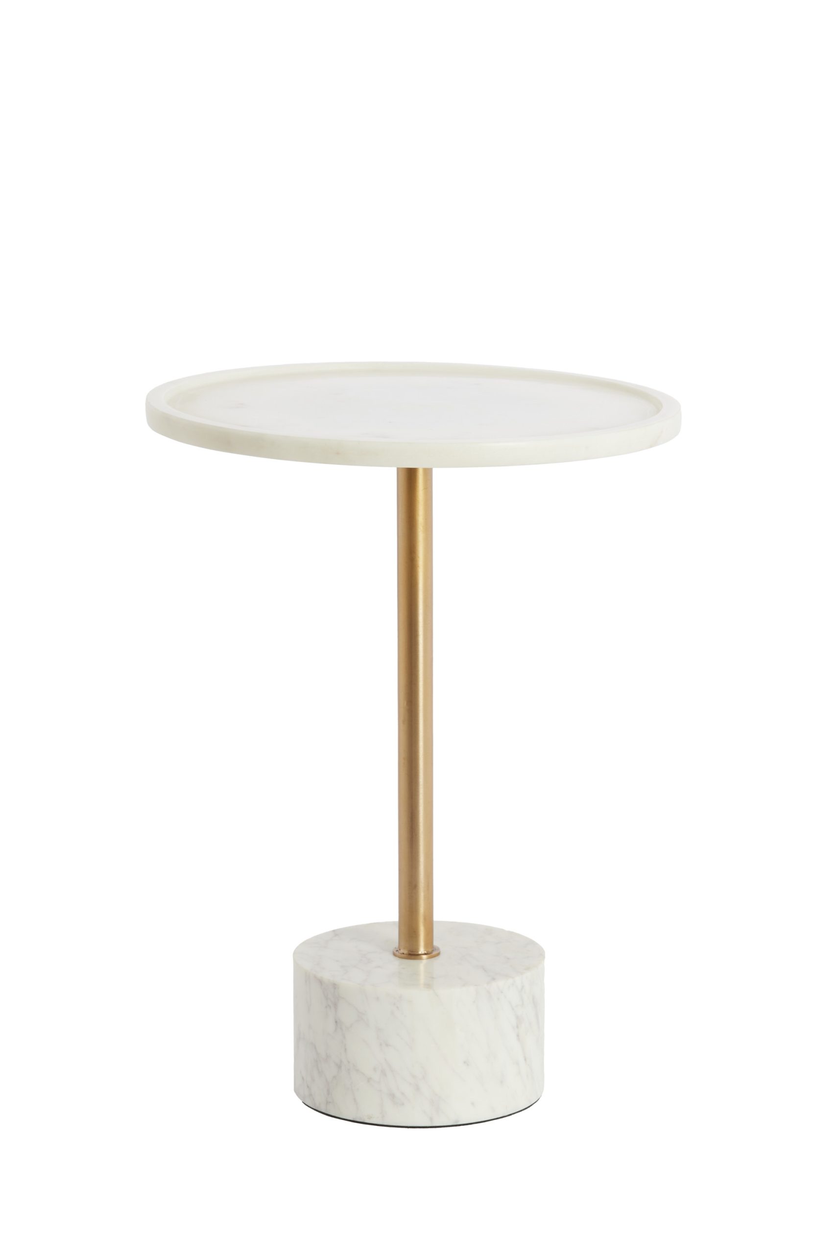 Light & Living Bijzettafel Ø37x49 cm CIVITA marmer wit+antiek brons
