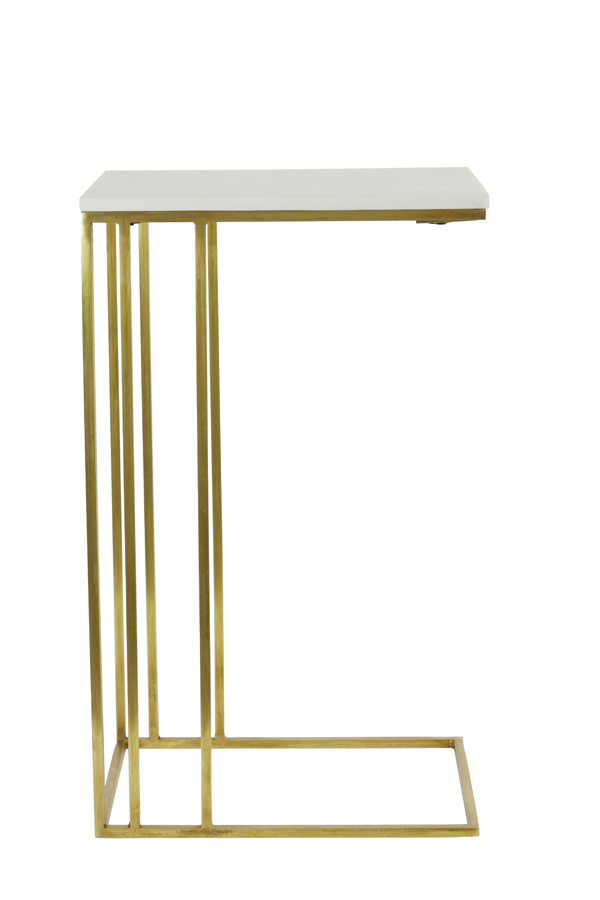 Light & Living Bijzettafel 41x31x66 cm ROSHAN wit marmer+antiek brons