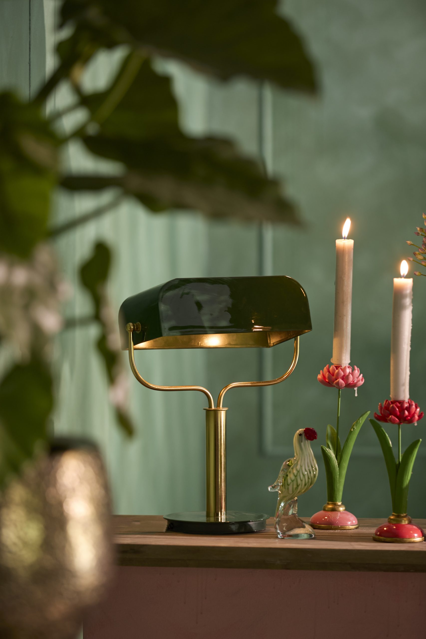 Light & Living Tafellamp 37x14x43 cm AYER glans donker groen+goud