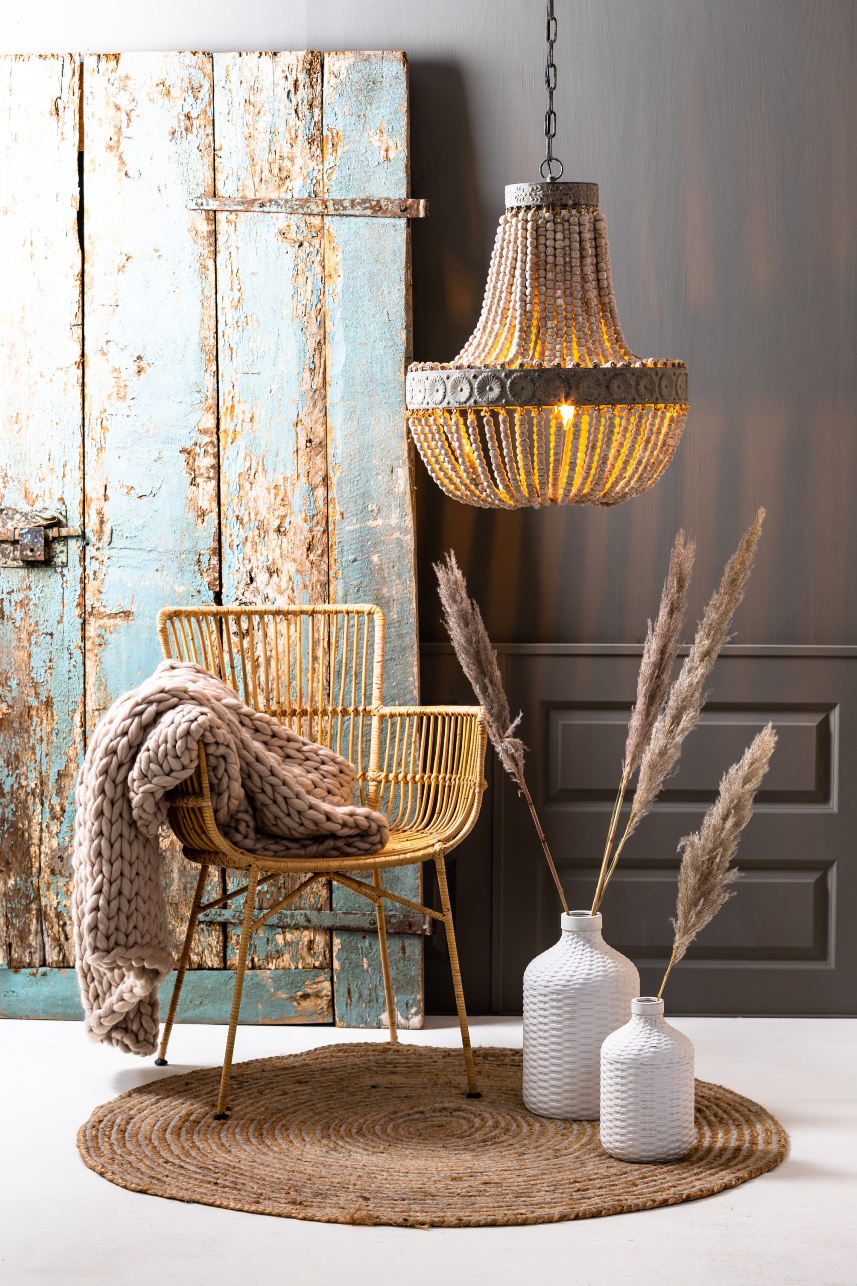 Light & Living Hanglamp kralen Ø51x63 cm LUNA oud wit