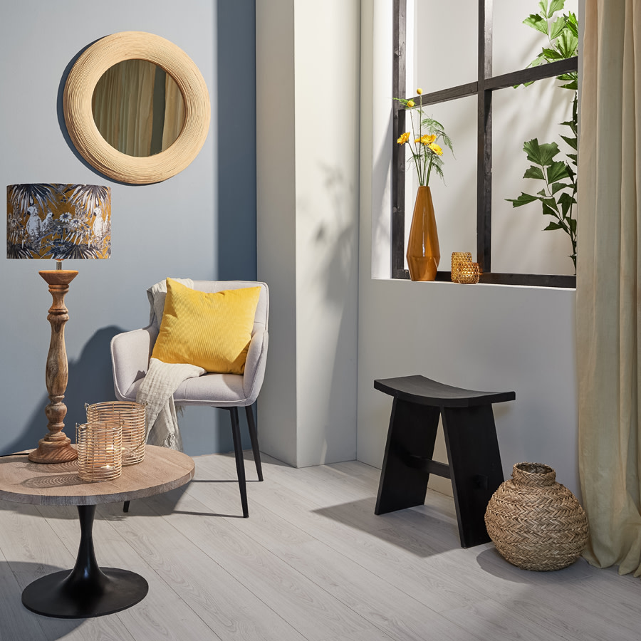 Light & Living Spiegel Ø71x4,5 cm PIEDRE rotan naturel