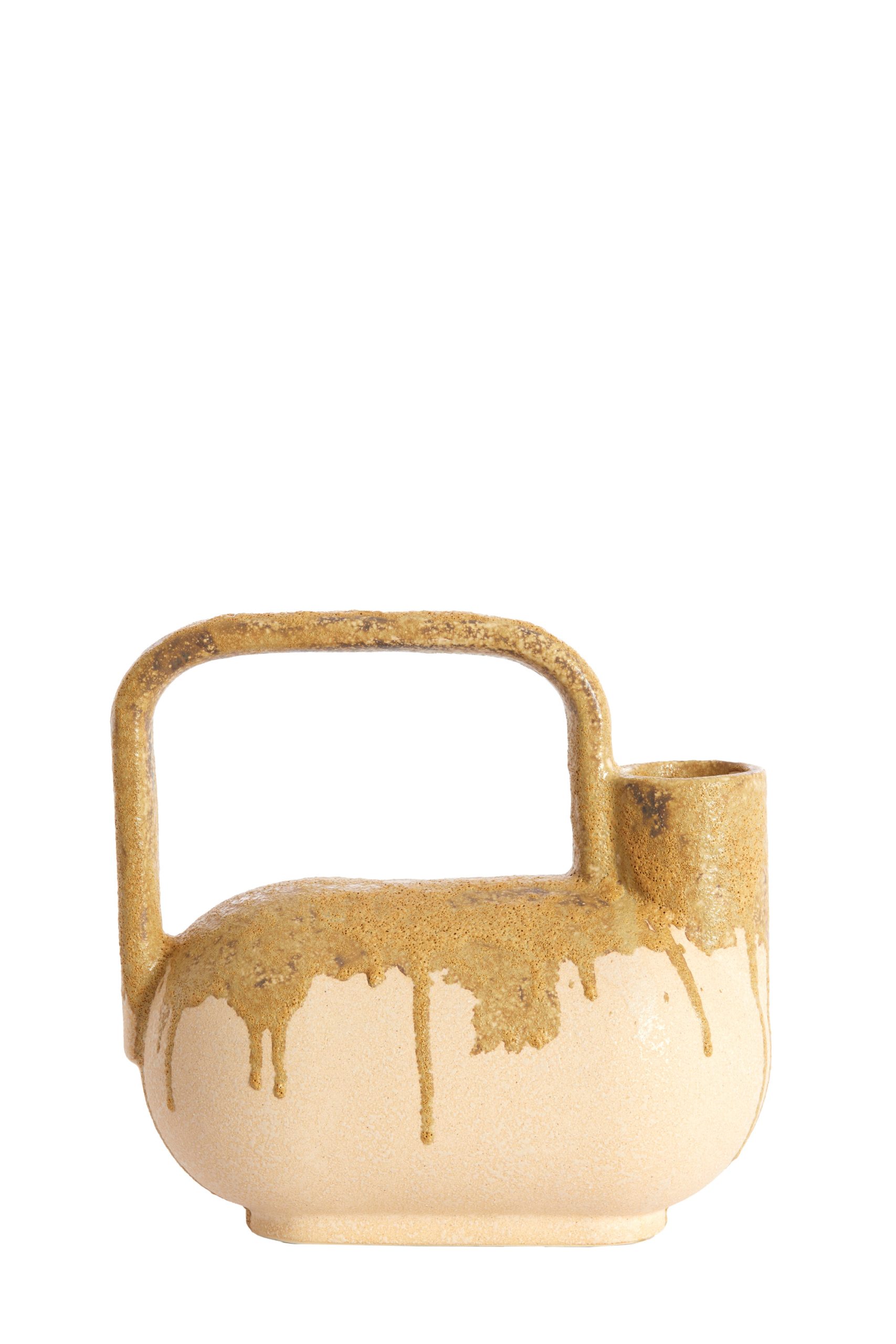 Light & Living Vaas deco 25x14x24 cm SERRES keramiek crème+olijf groen