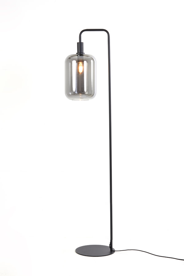 Light & Living Vloerlamp 35,5x28x155 cm LEKAR zwart+smoke glas hoog
