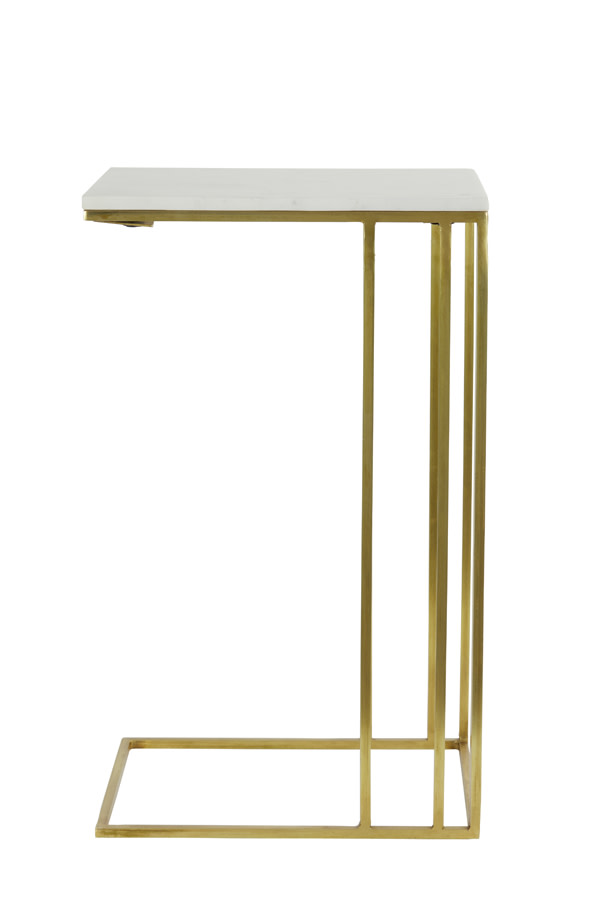 Light & Living Bijzettafel 41x31x66 cm ROSHAN wit marmer+antiek brons