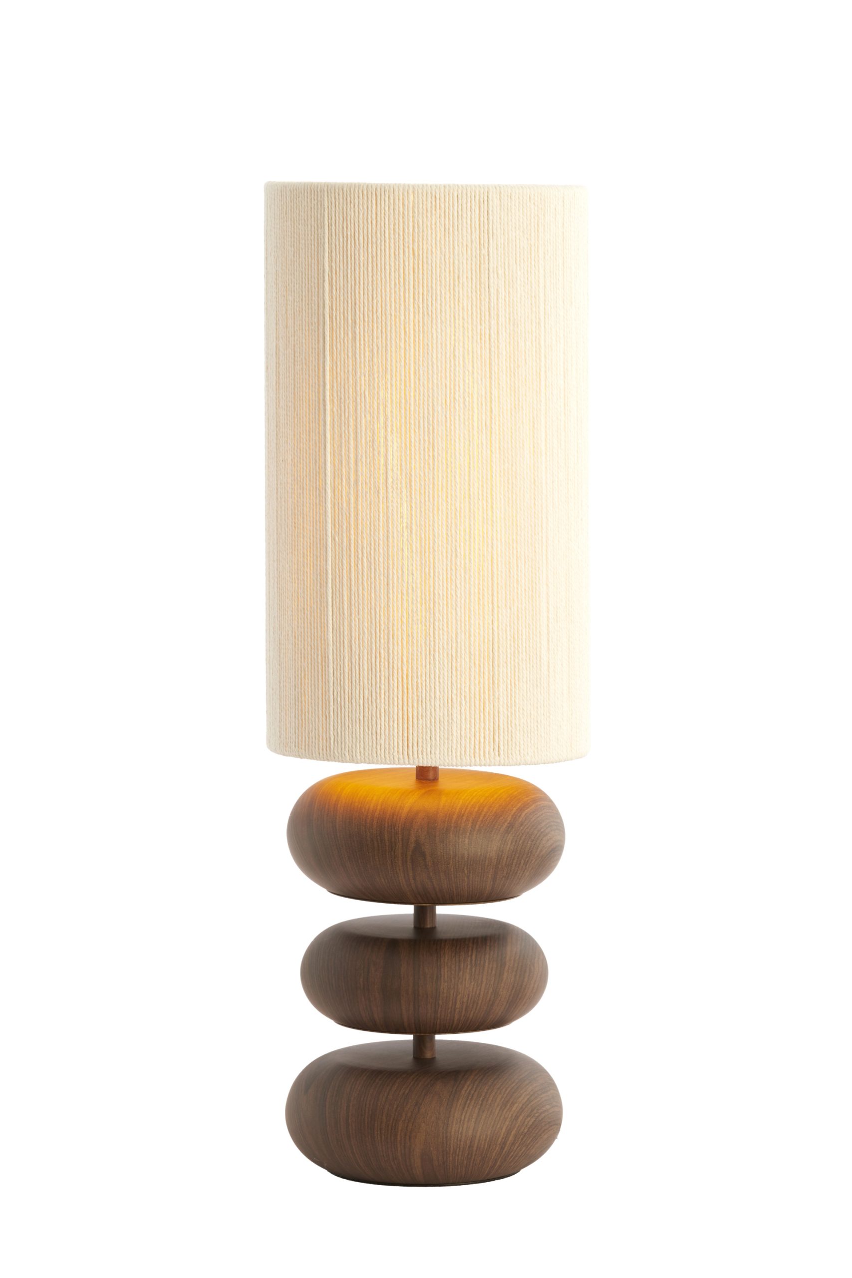 Light & Living Tafellamp Ø22x67,5 cm DANIALO hout print d bruin+touw crème