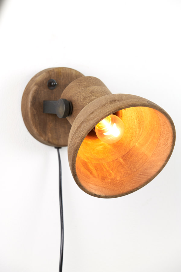 Light & Living Wandlamp 21x17x19 cm ILANIO hout bruin+mat zwart