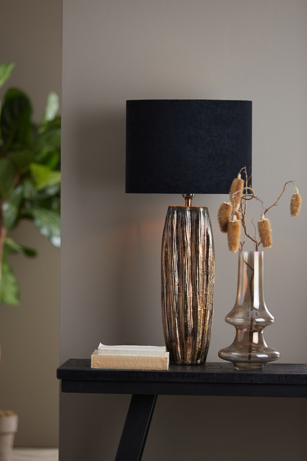 Light & Living Kap ovaal recht smal 38-17,5-28 cm VELOURS zwart-taupe