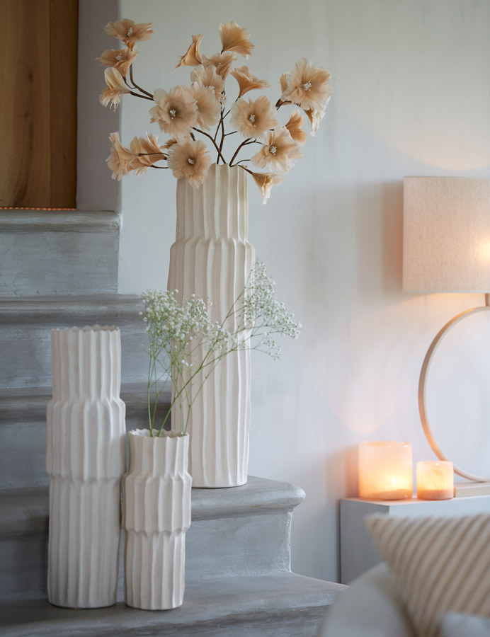 Light & Living Vaas deco Ø17x58 cm LONGA keramiek crème