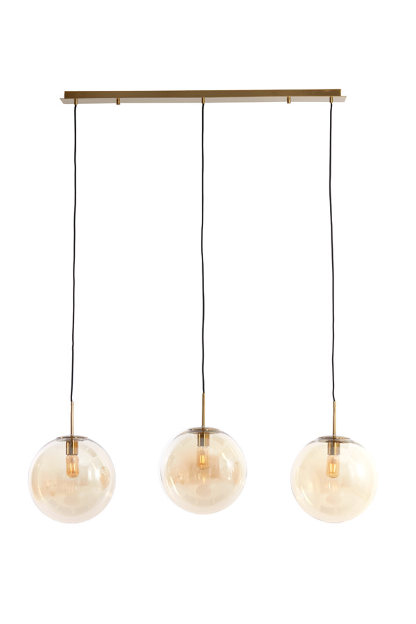 Light & Living Hanglamp 3L 120x30x30 cm MEDINA glas amber+goud