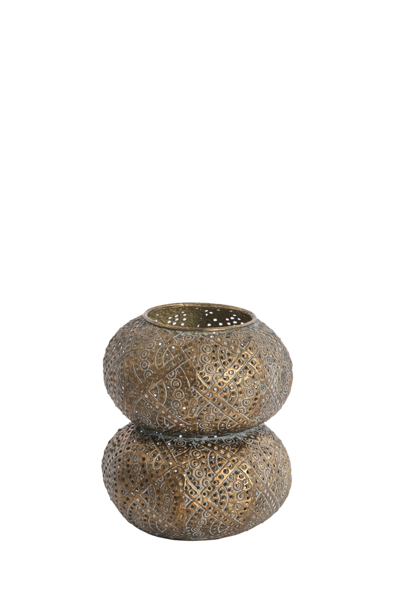 Light & Living Windlicht Ø12,5x13 cm KAITO bruin goud