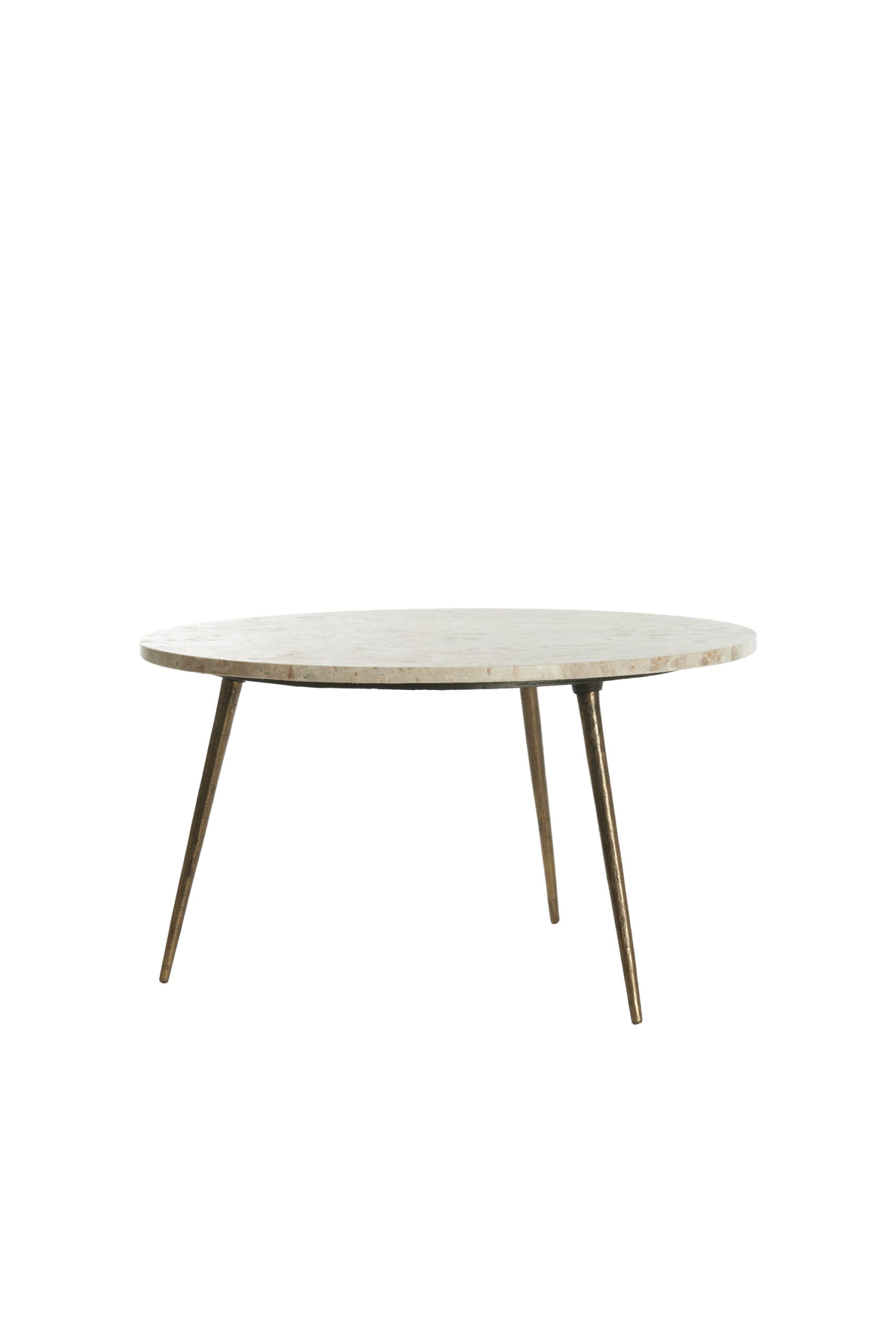 Light & Living Bijzettafel Ø67x37 cm ZECA taupe marmer+antiek brons