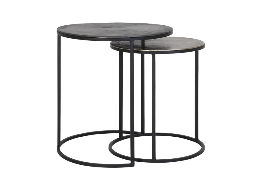 Light & Living Bijzettafel S/2 Ø40x45+Ø49x50,5 cm TALCA ruw lood+ant. lood