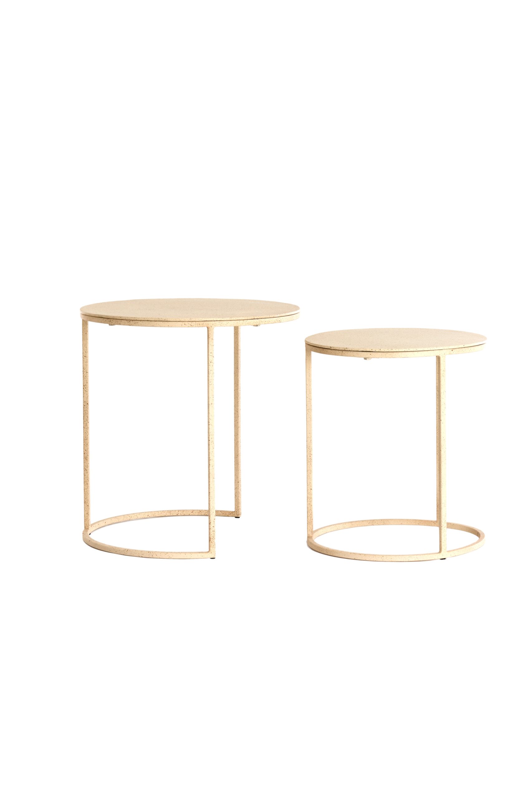 Light & Living Bijzettafel S/2 Ø50x40+Ø52x46 cm SADAR zand+l bruin gespikkl