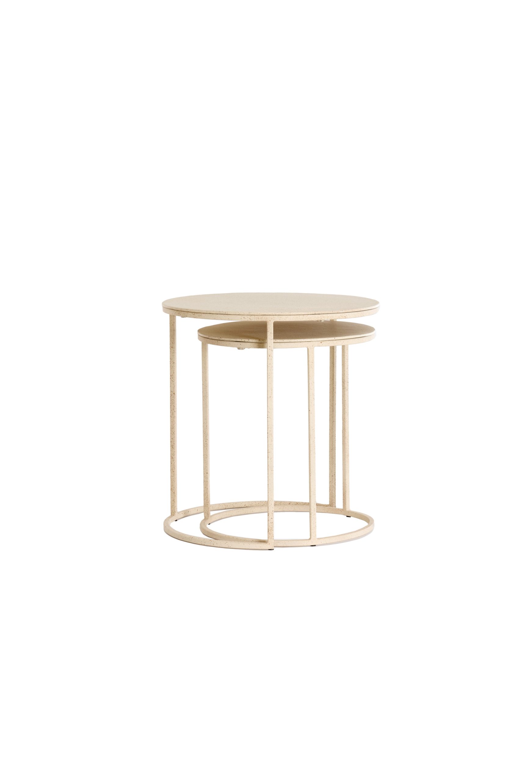 Light & Living Bijzettafel S/2 Ø50x40+Ø52x46 cm SADAR zand+l bruin gespikkl
