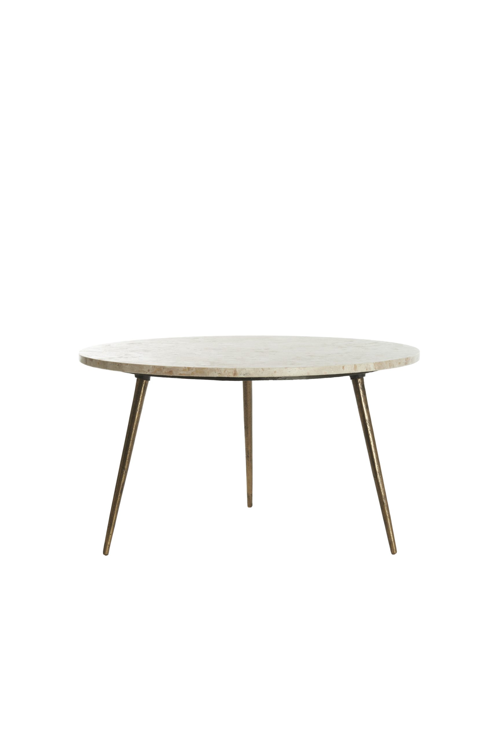 Light & Living Bijzettafel Ø67x37 cm ZECA taupe marmer+antiek brons