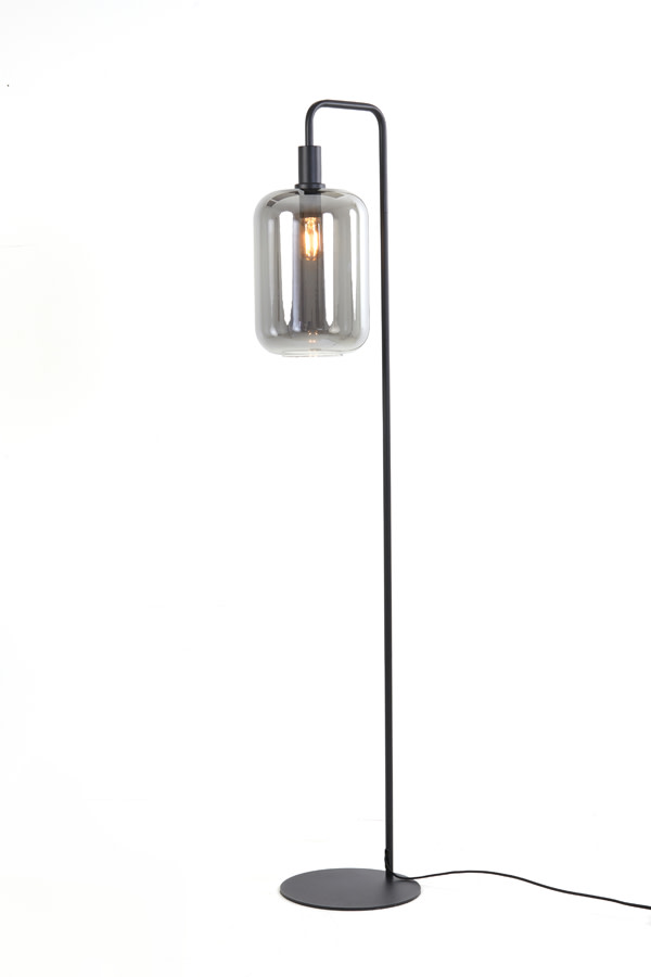 Light & Living Vloerlamp 35,5x28x155 cm LEKAR zwart+smoke glas hoog