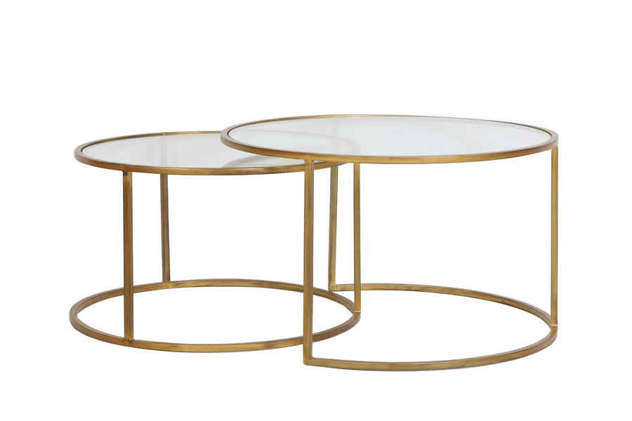 Light & Living Salontafel S/2 Ø65x39+Ø75x44 cm DUARTE glas-goud