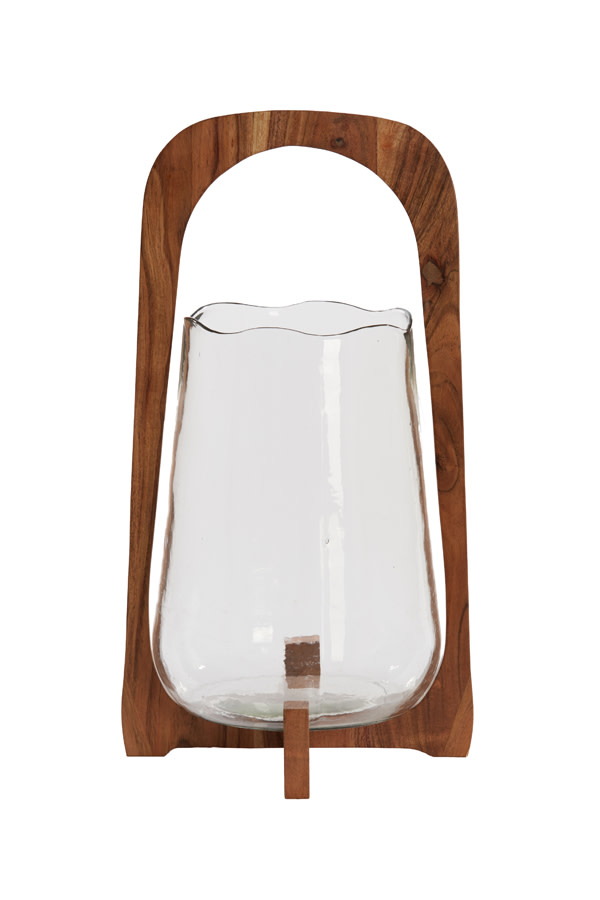 Light & Living Windlicht Ø26x48 cm ANOSY glas helder+hout naturel